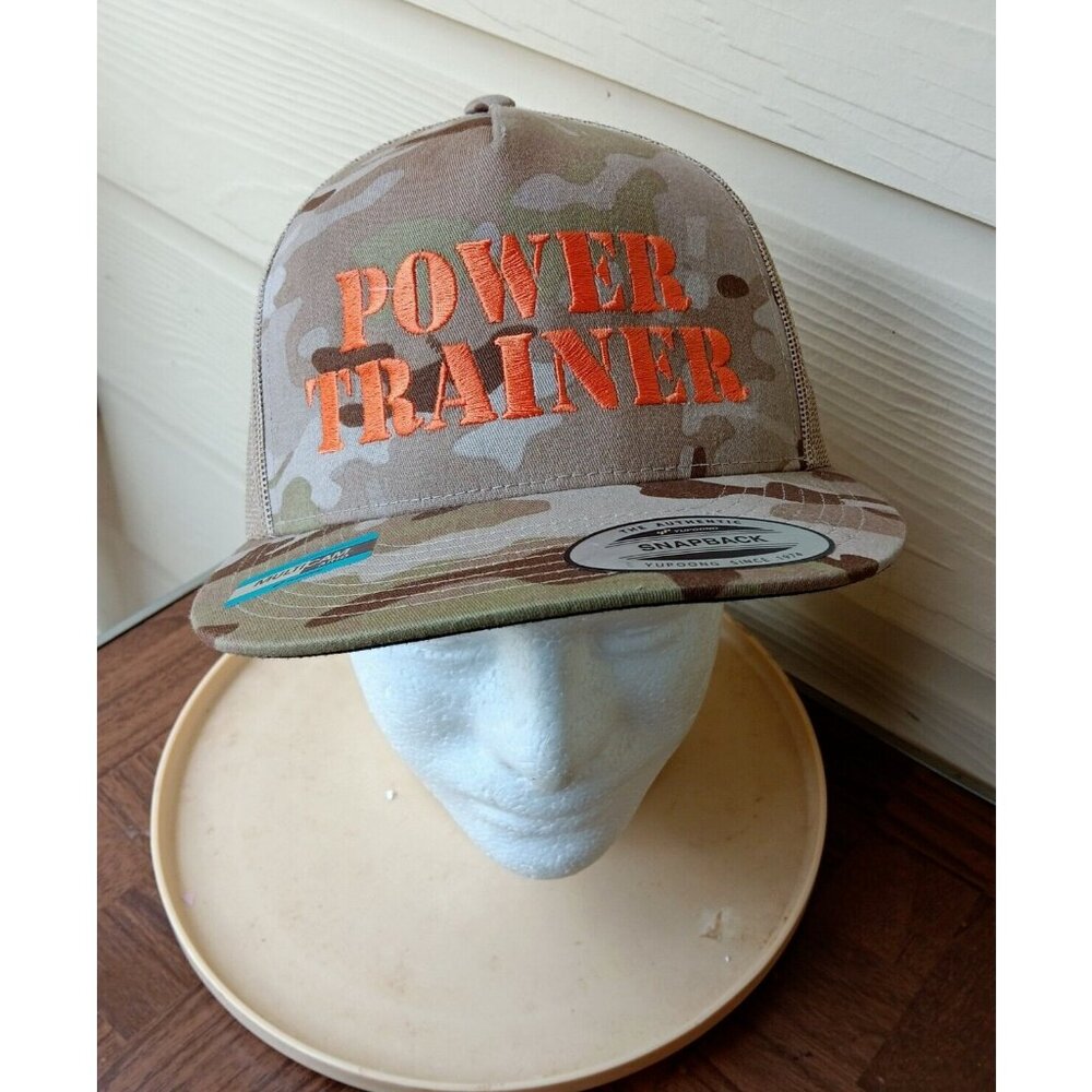 Power Trainer  Mens Camo Trucker Hat Snapback Mesh Back S 6 Panel‎ Cap